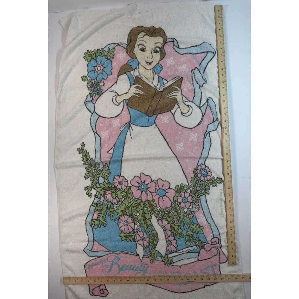 Vintage Disney Beauty And The Beast Belle Towel Blanket Floral Throw